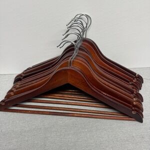 12 Cherry Wooden Suit Hangers Clothes Coats Jackets Dress Pants Shirts Skirts